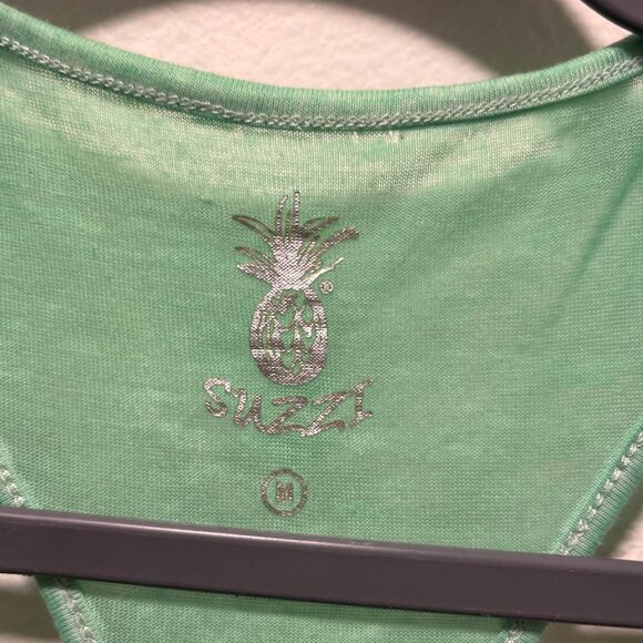 Suzzi i Women's Key West Pineapple Soft Sheer Tank Top Size Medium Teal - Picture 5 of 8